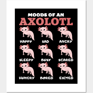 Moods of an axolotl axolotls lover Posters and Art